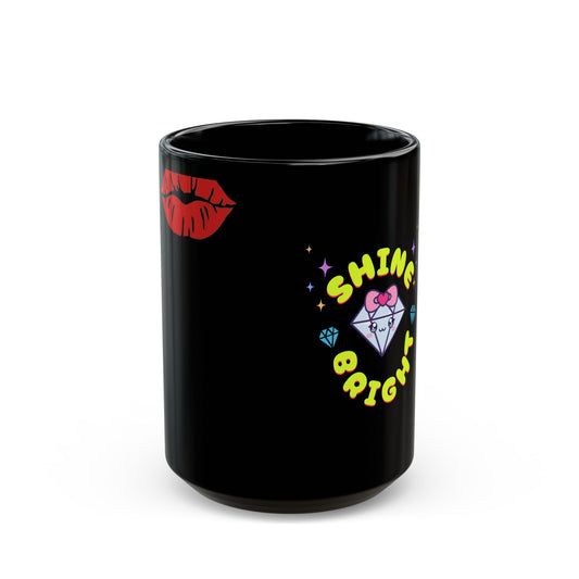 Shine Bright “Mira” Black Mug – Fun & Playful Coffee Cup for Positive Vibes