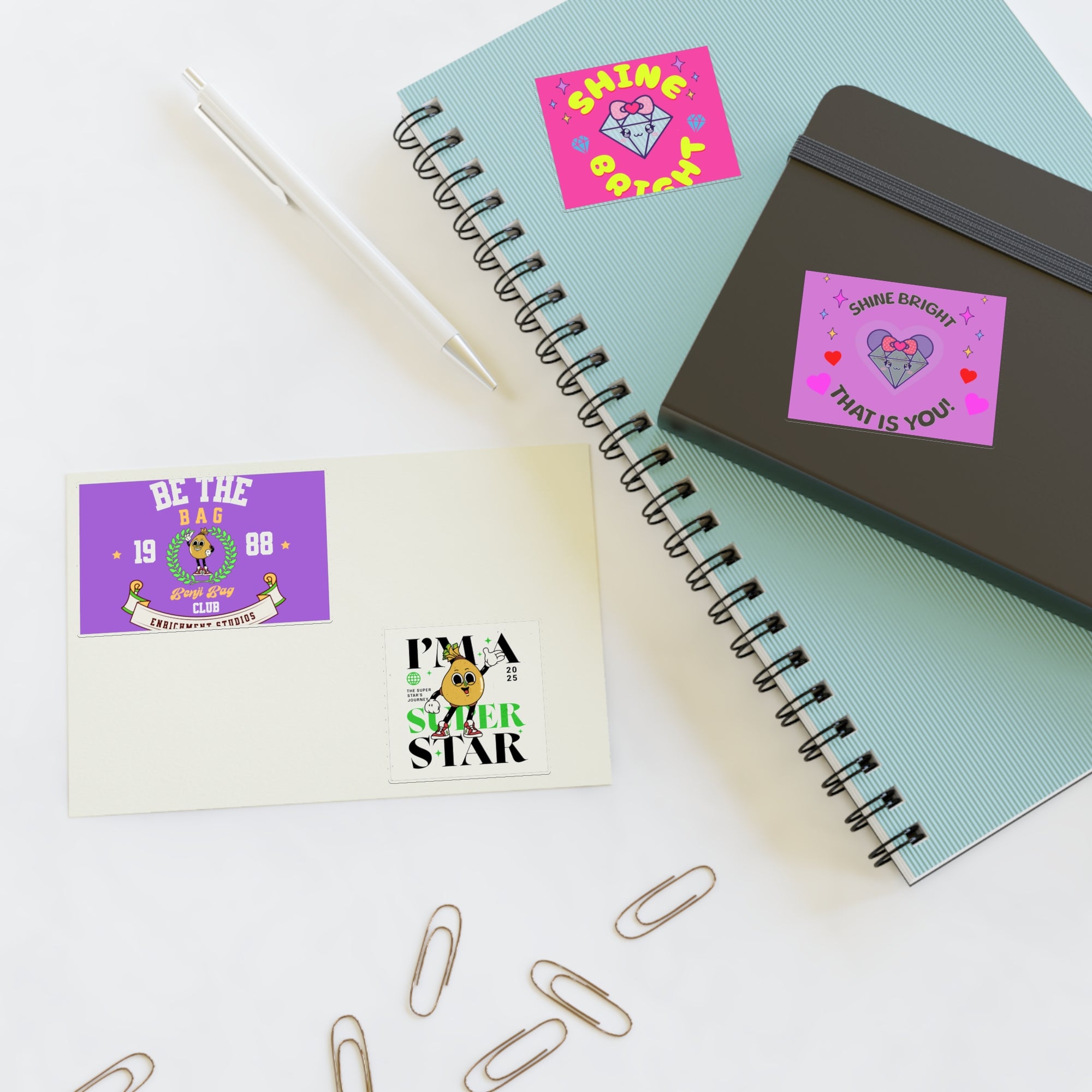 Enrich Motivational Sticker Sheets – Shine Bright & Be the Bag Designs