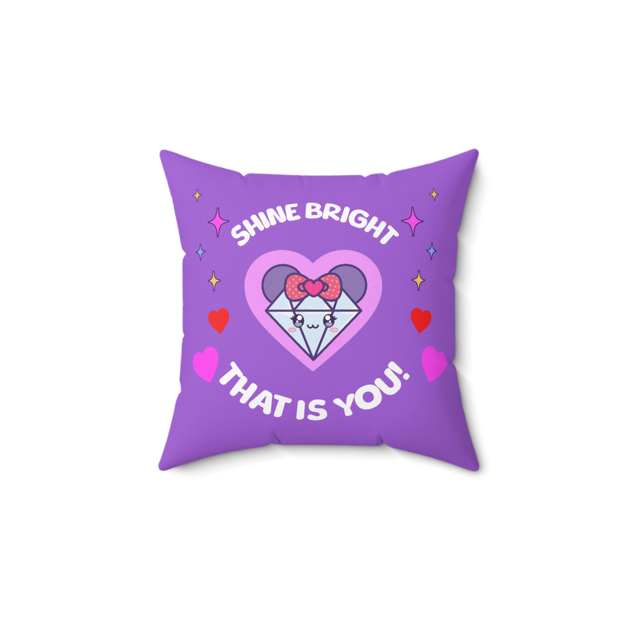 Mira & Benji Playful Square Pillow – Shine Bright & Fun Character Design for Cozy Decor