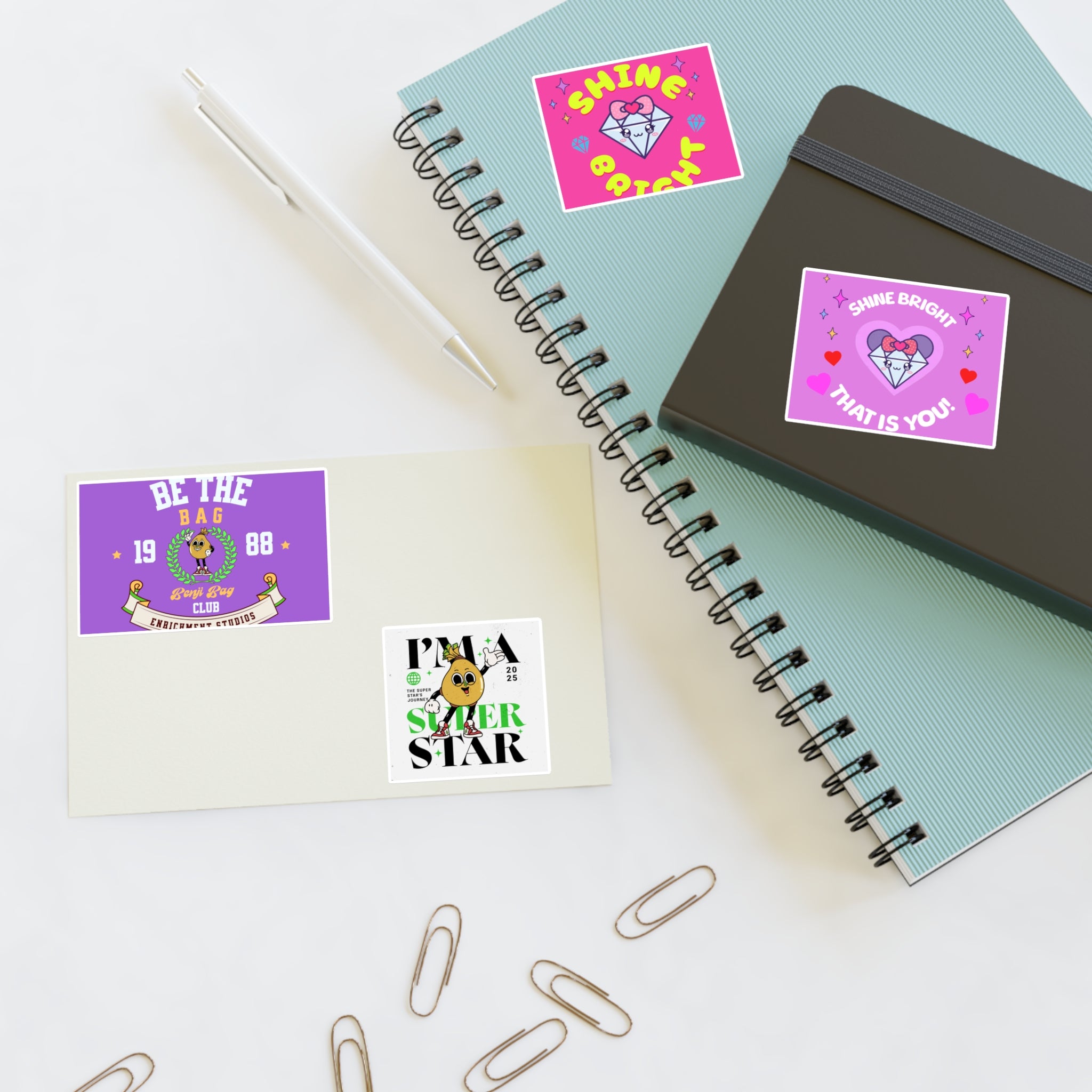 Enrich Motivational Sticker Sheets – Shine Bright & Be the Bag Designs