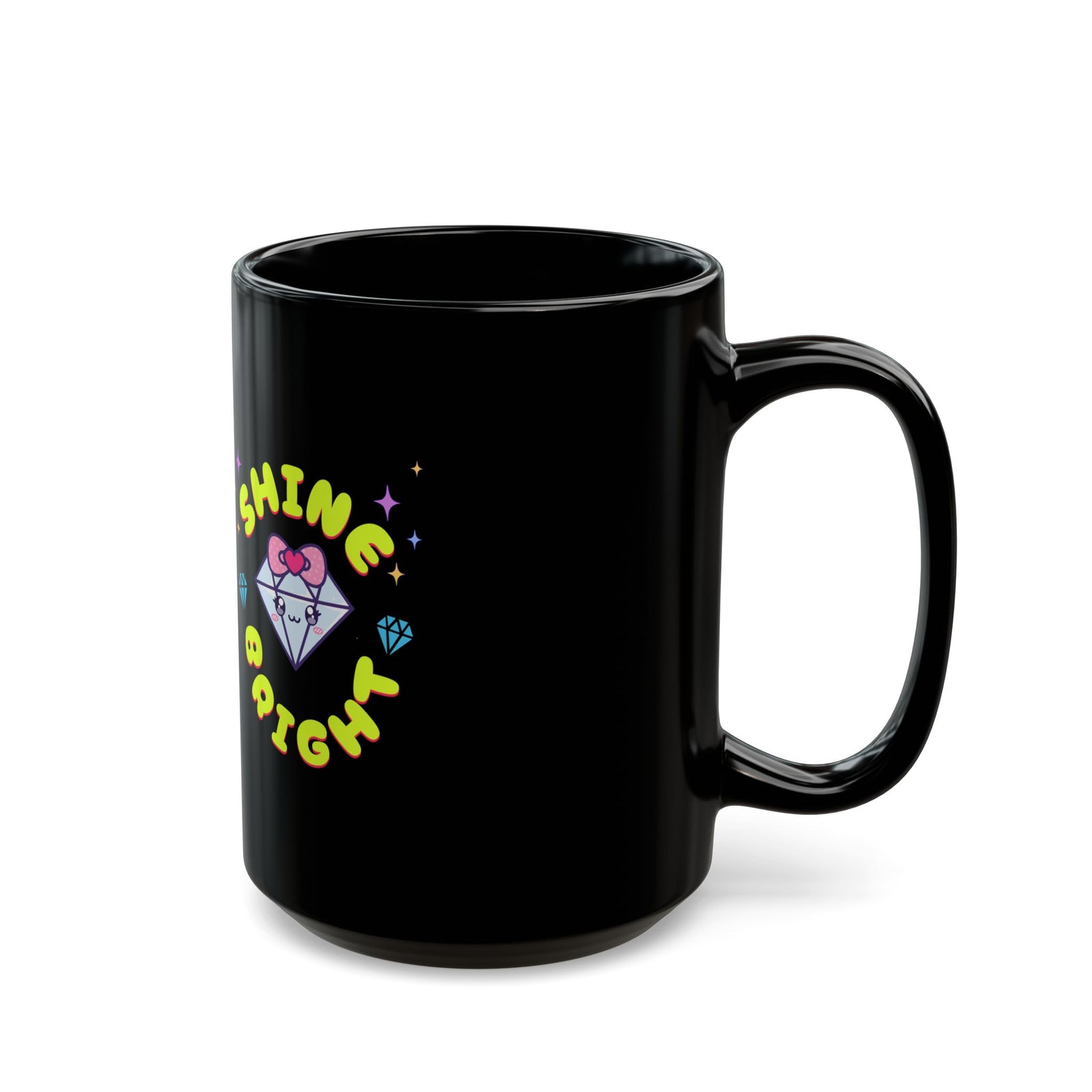 Shine Bright “Mira” Black Mug – Fun & Playful Coffee Cup for Positive Vibes
