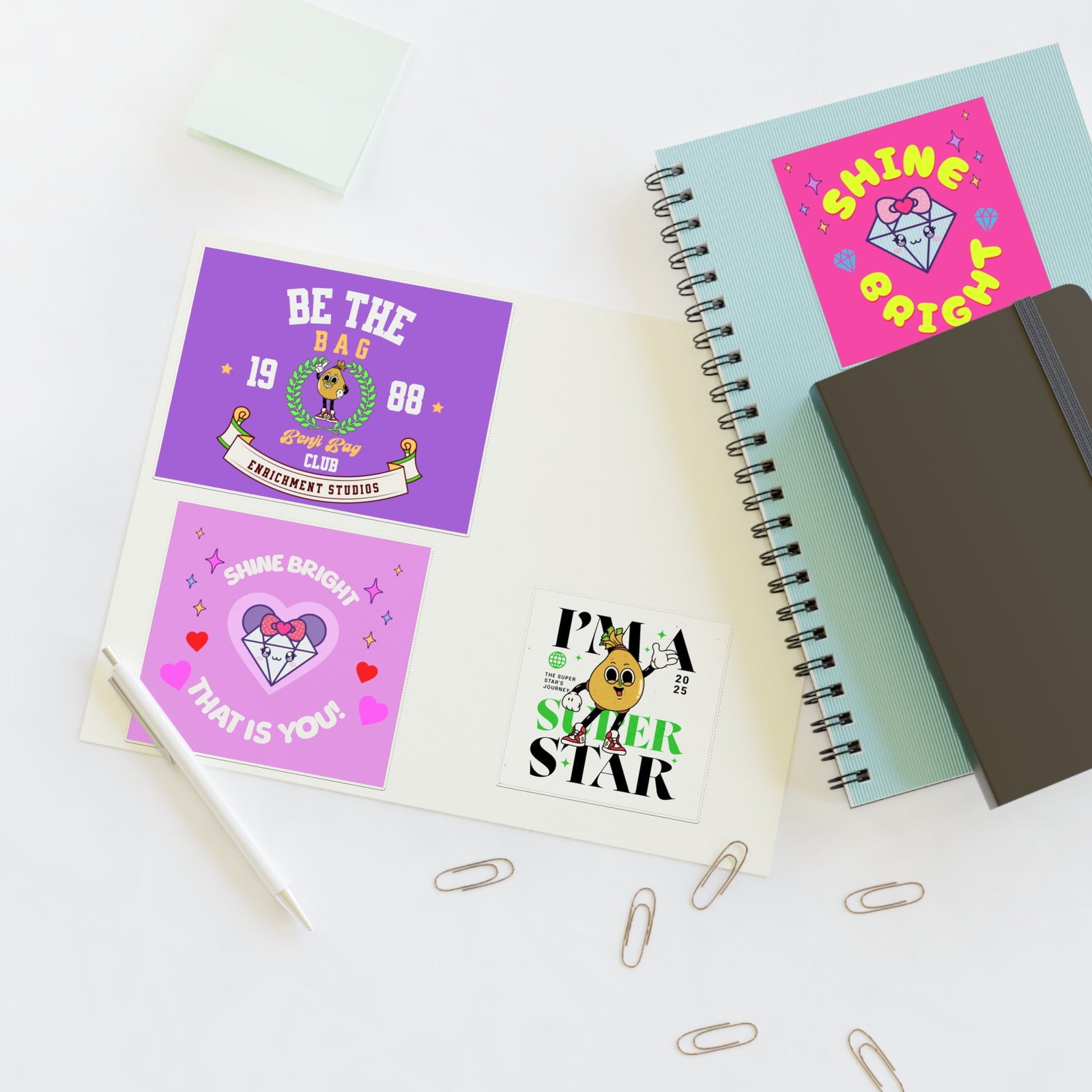 Enrich Motivational Sticker Sheets – Shine Bright & Be the Bag Designs