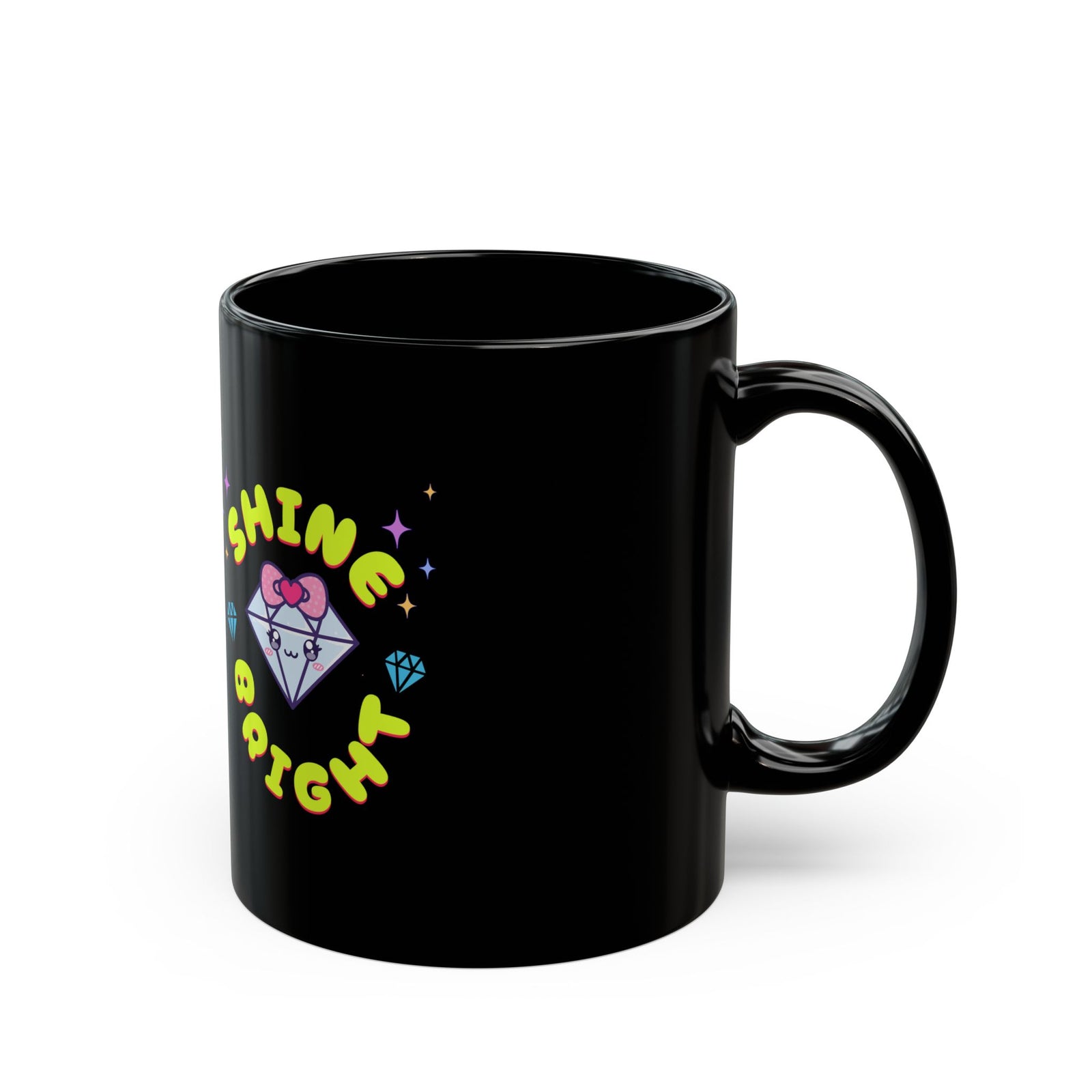 Shine Bright “Mira” Black Mug – Fun & Playful Coffee Cup for Positive Vibes