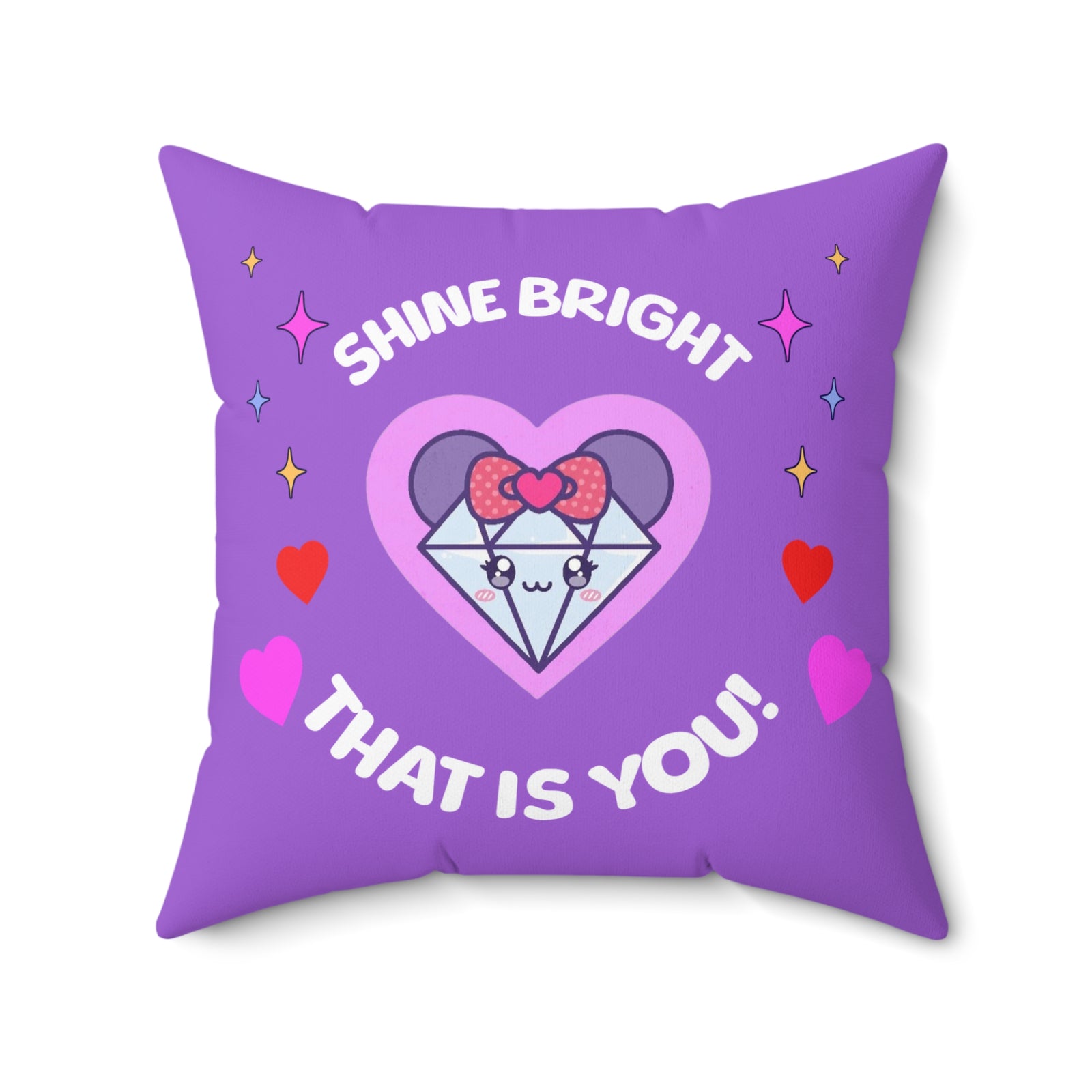 Mira & Benji Playful Square Pillow – Shine Bright & Fun Character Design for Cozy Decor