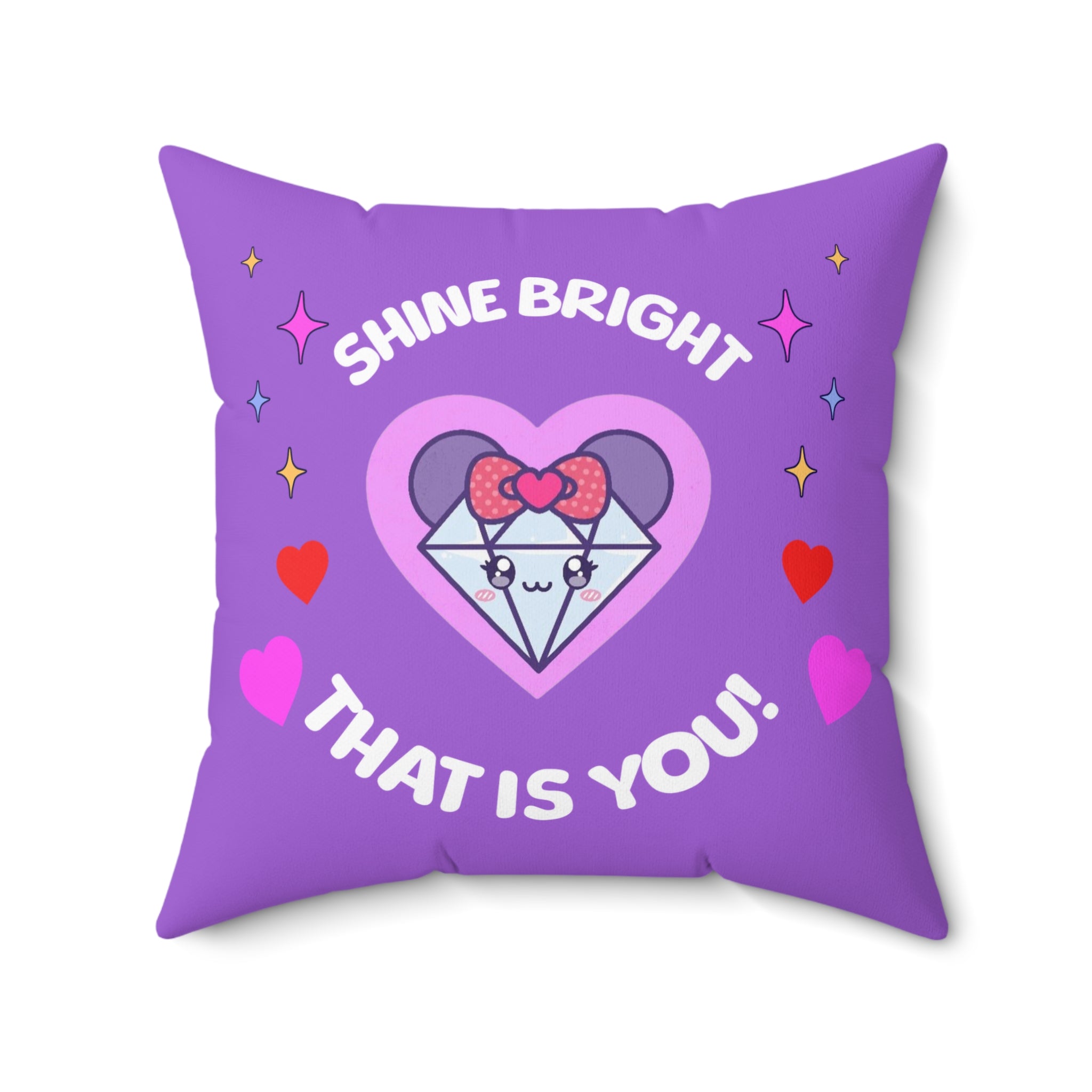 Mira & Benji Playful Square Pillow – Shine Bright & Fun Character Design for Cozy Decor