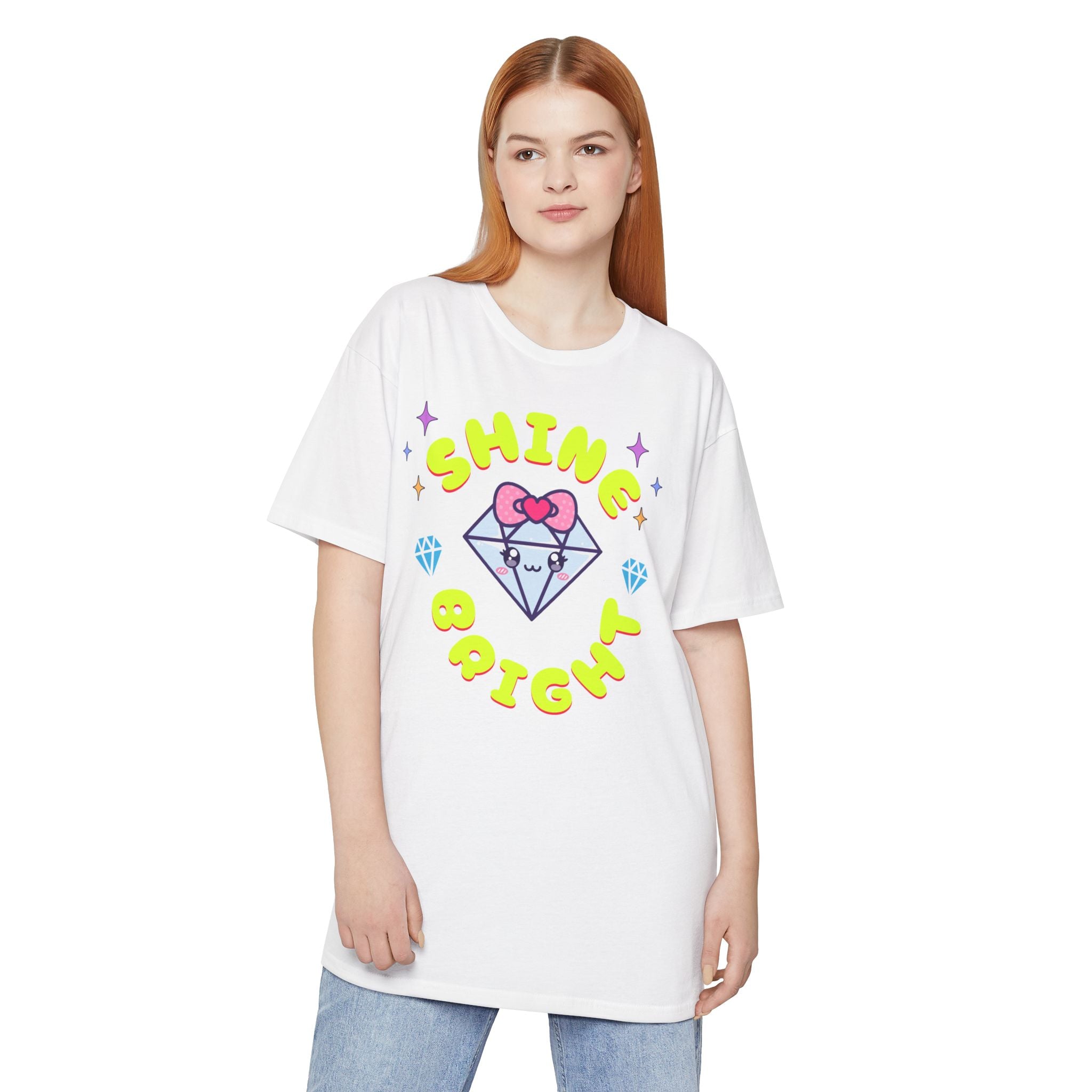 Shine Bright Urban Tee - Unisex Long Body T-Shirt with Heart Design