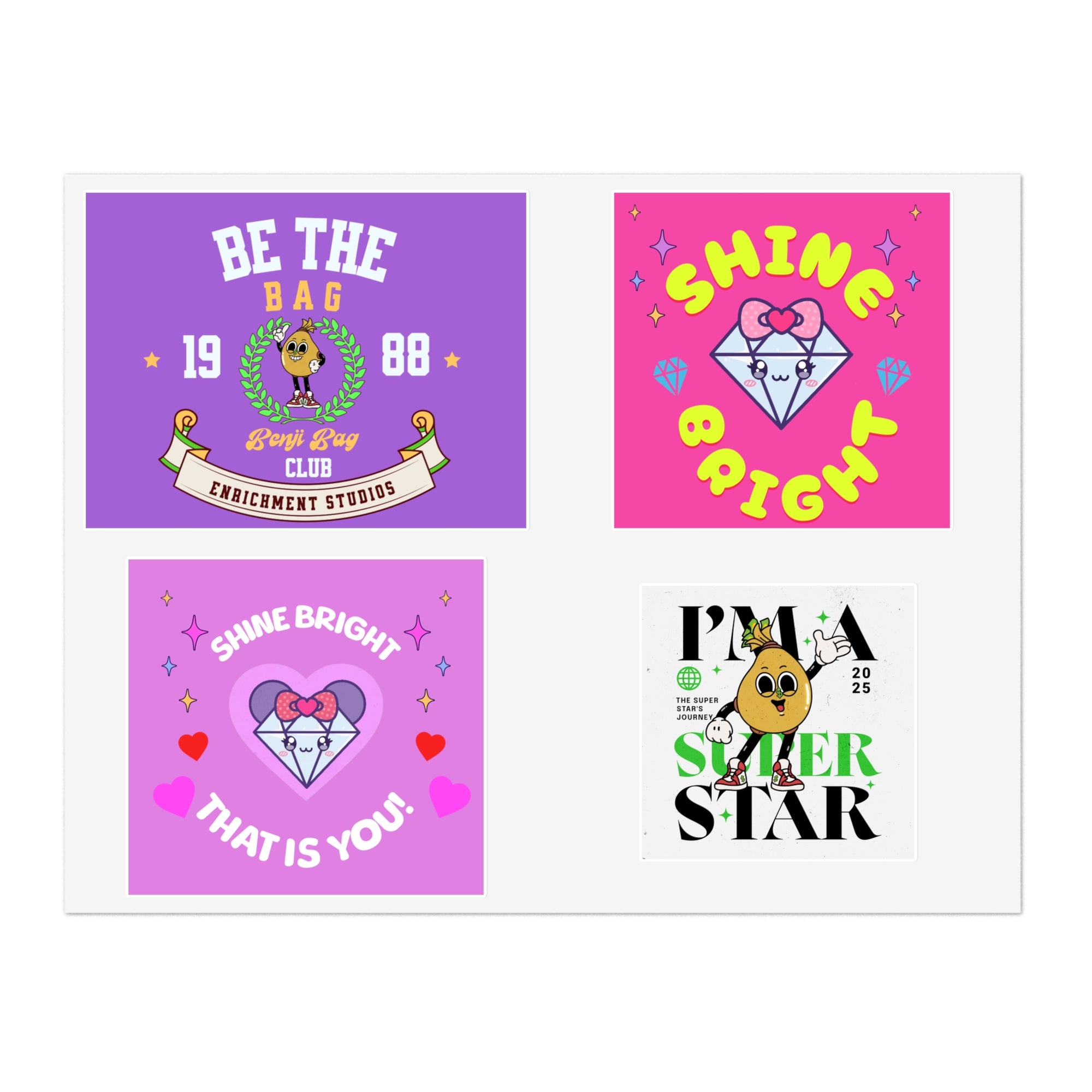 Enrich Motivational Sticker Sheets – Shine Bright & Be the Bag Designs
