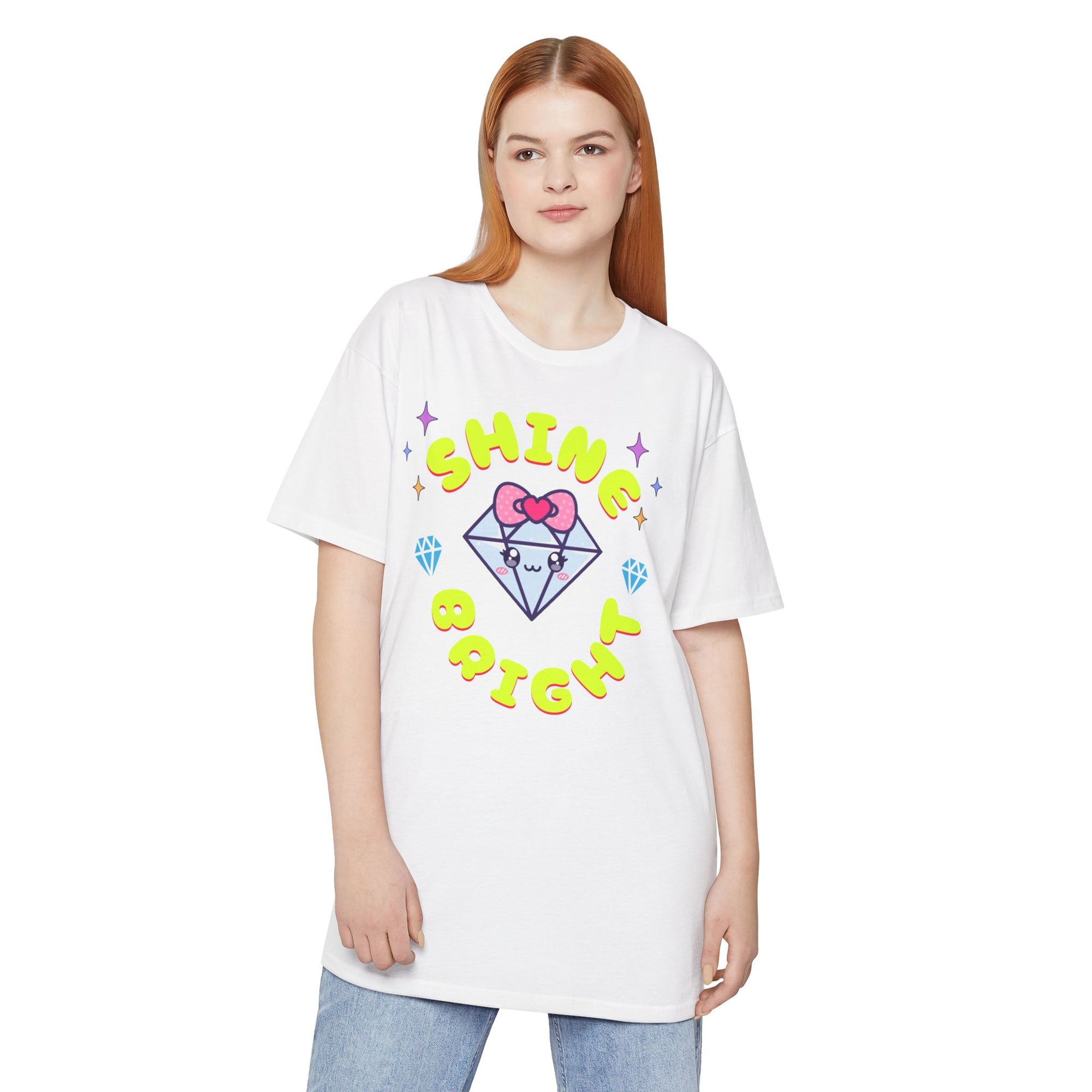 Shine Bright Urban Tee - Unisex Long Body T-Shirt with Heart Design