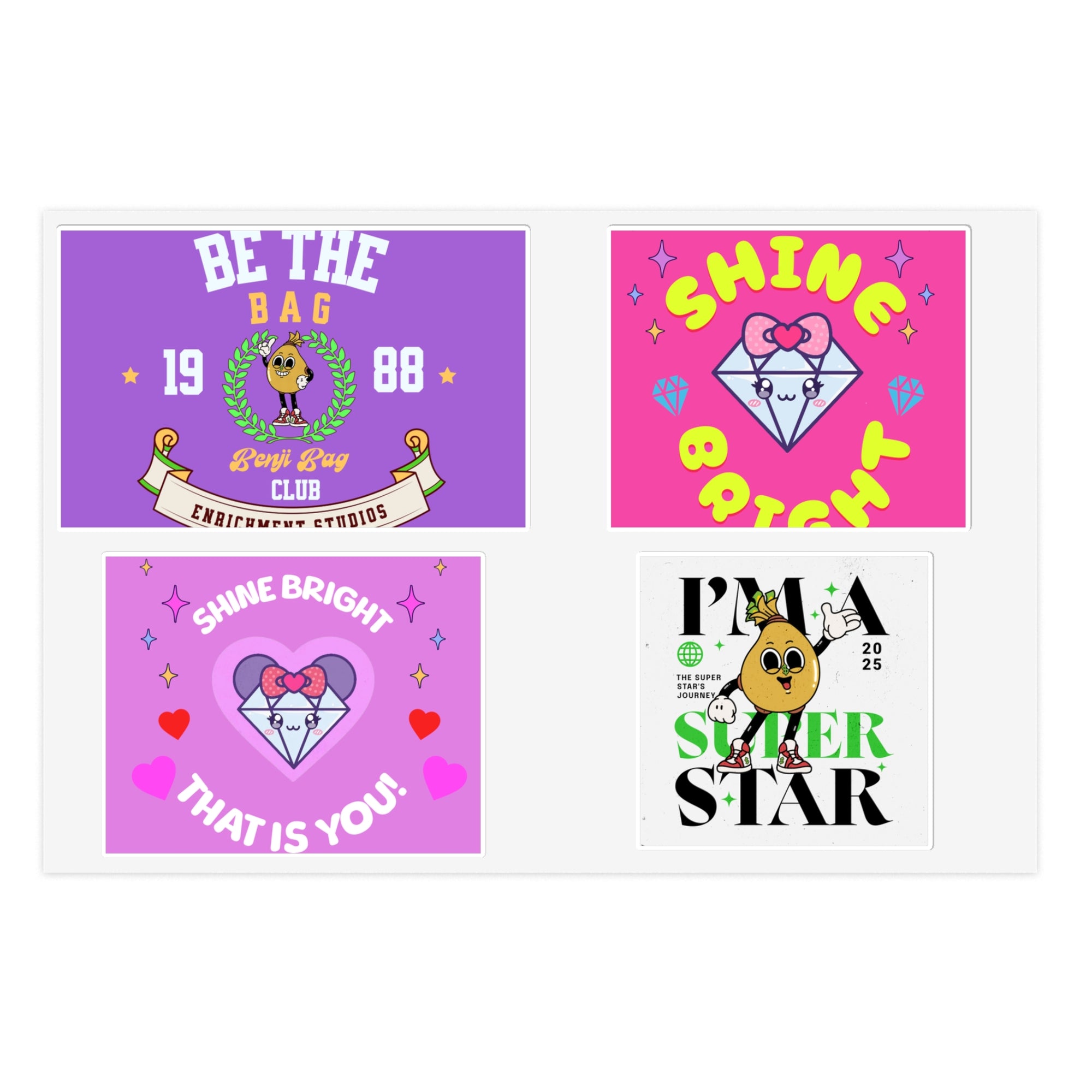 Copy of Enrich Motivational Sticker Sheets – Shine Bright & Be the Bag Designs