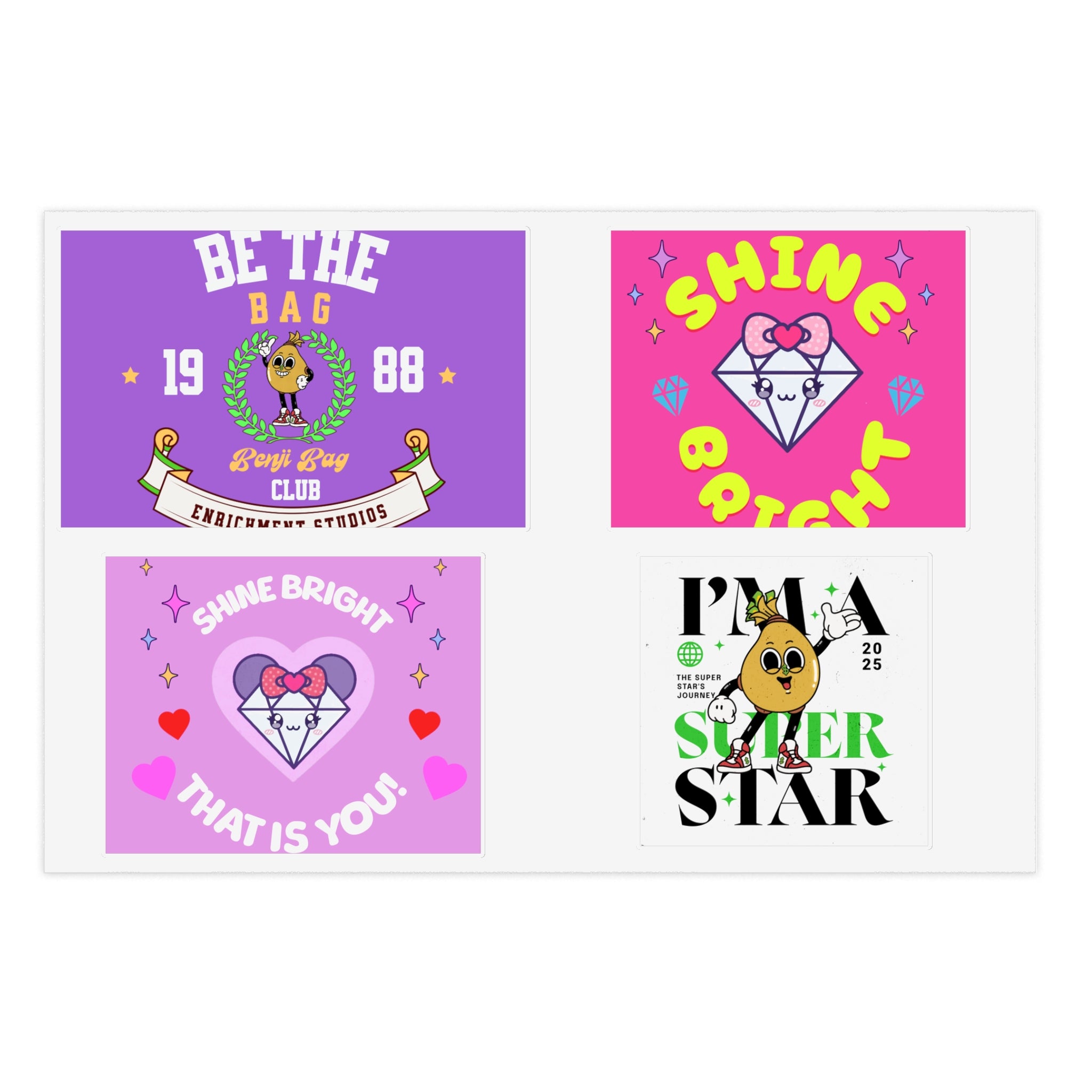 Enrich Motivational Sticker Sheets – Shine Bright & Be the Bag Designs
