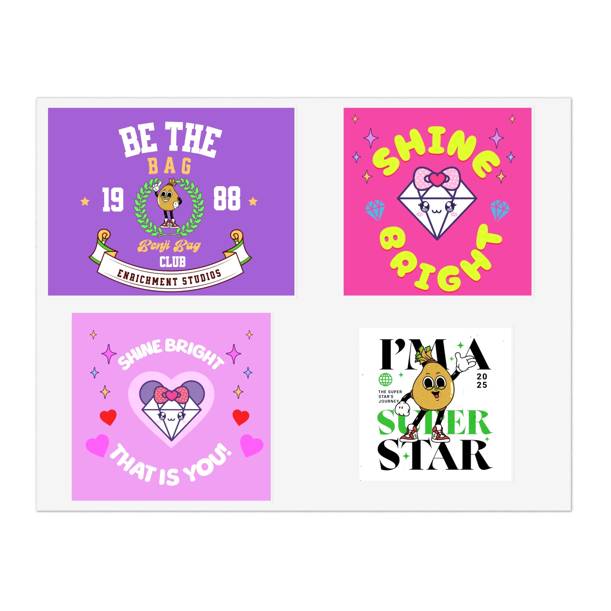 Copy of Enrich Motivational Sticker Sheets – Shine Bright & Be the Bag Designs