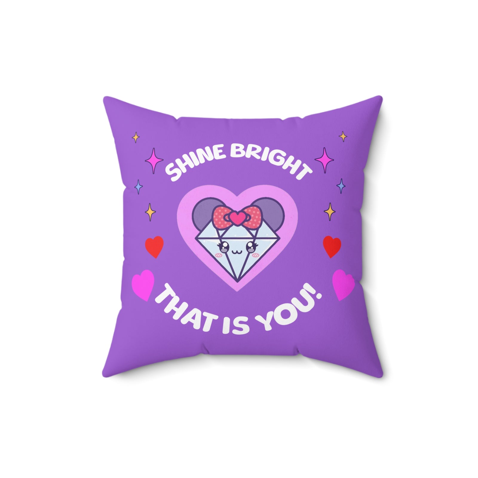 Mira & Benji Playful Square Pillow – Shine Bright & Fun Character Design for Cozy Decor