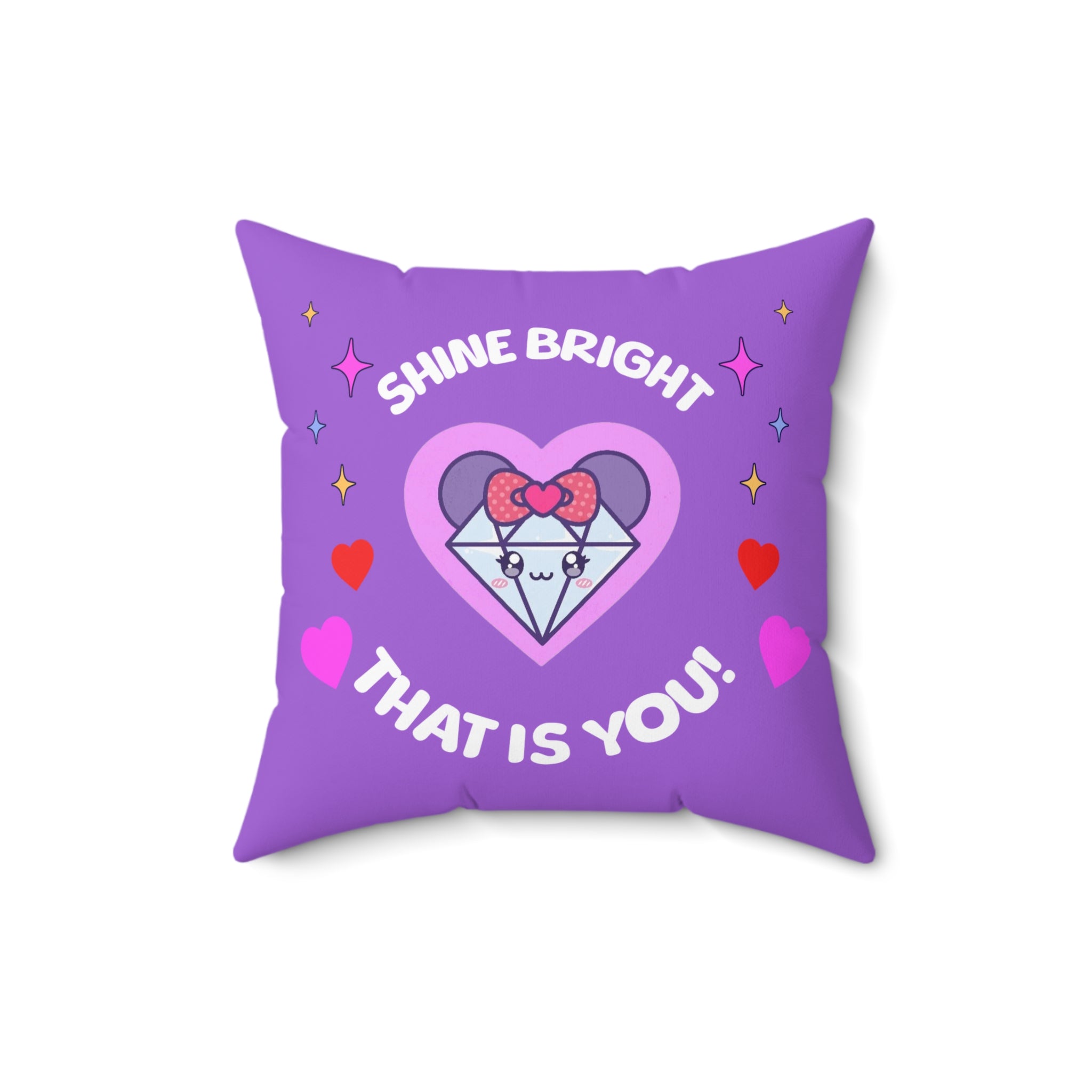 Mira & Benji Playful Square Pillow – Shine Bright & Fun Character Design for Cozy Decor