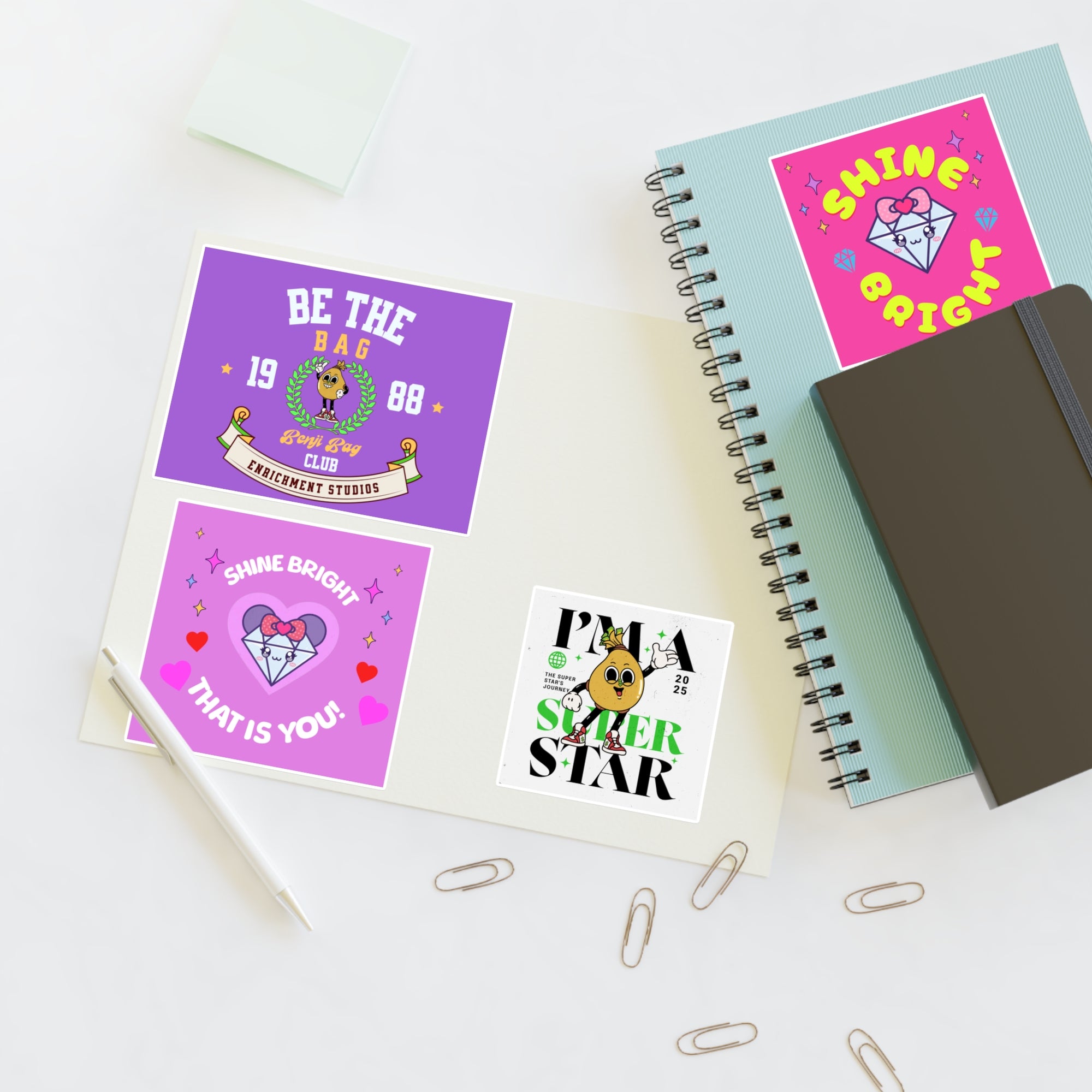 Enrich Motivational Sticker Sheets – Shine Bright & Be the Bag Designs