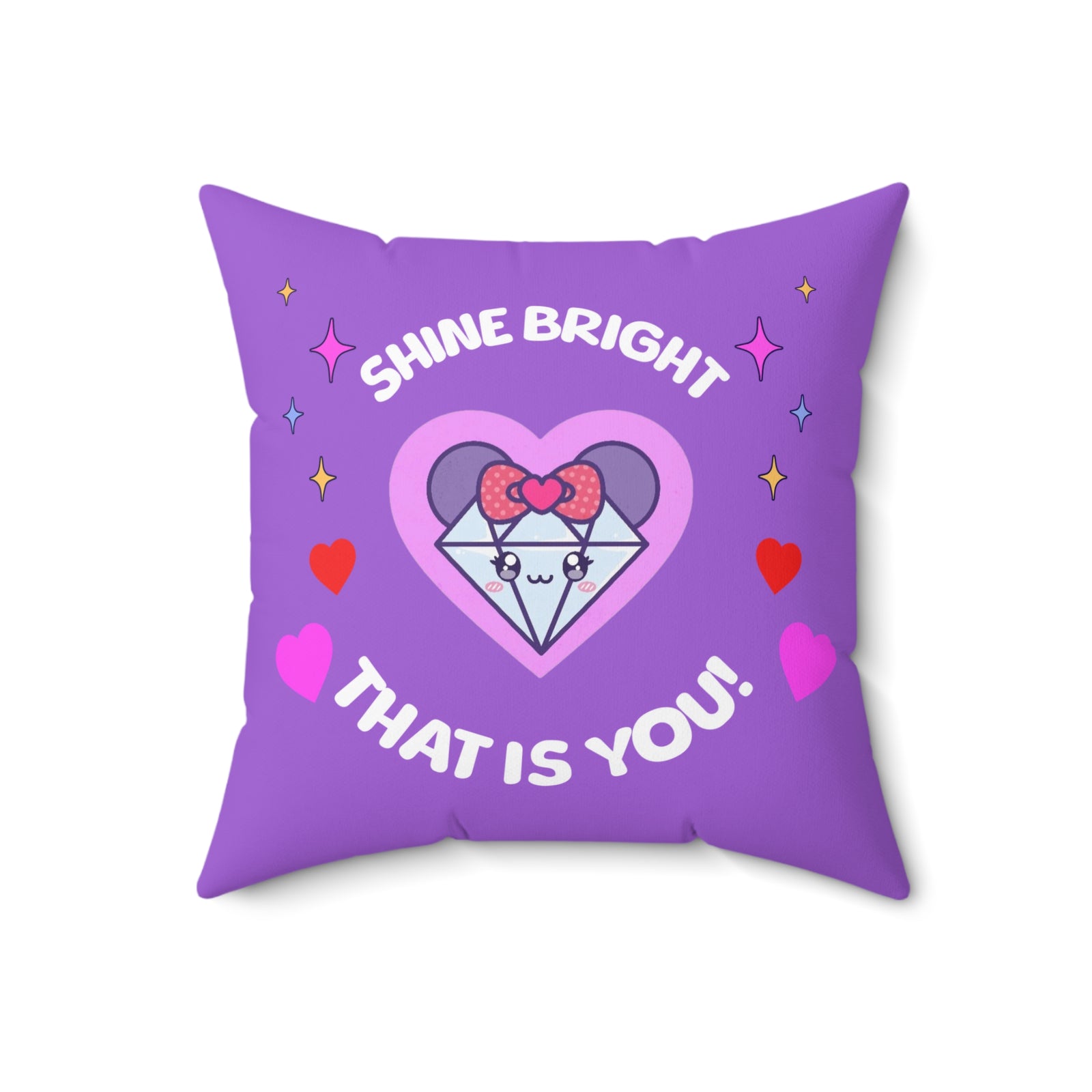 Mira & Benji Playful Square Pillow – Shine Bright & Fun Character Design for Cozy Decor
