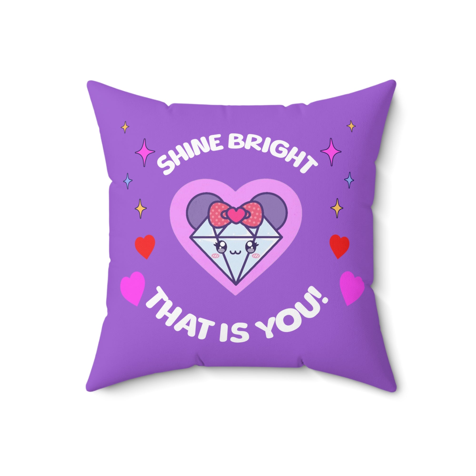 Mira & Benji Playful Square Pillow – Shine Bright & Fun Character Design for Cozy Decor