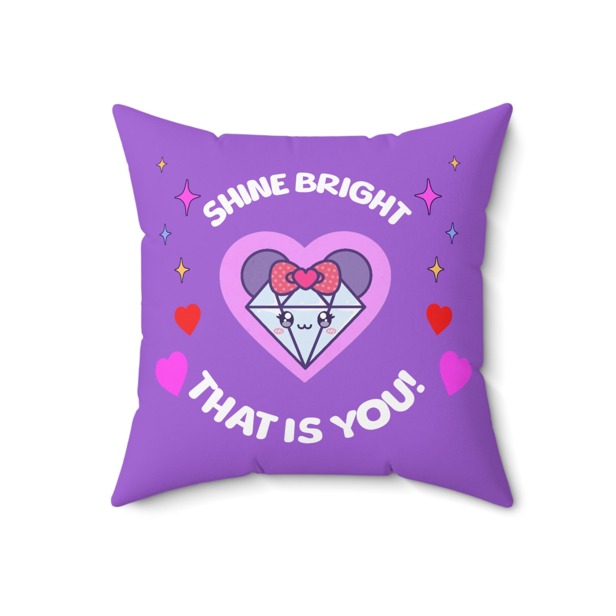 Mira & Benji Playful Square Pillow – Shine Bright & Fun Character Design for Cozy Decor